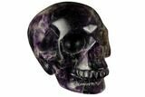 Realistic, Carved, Banded Purple Fluorite Skull #151026-1